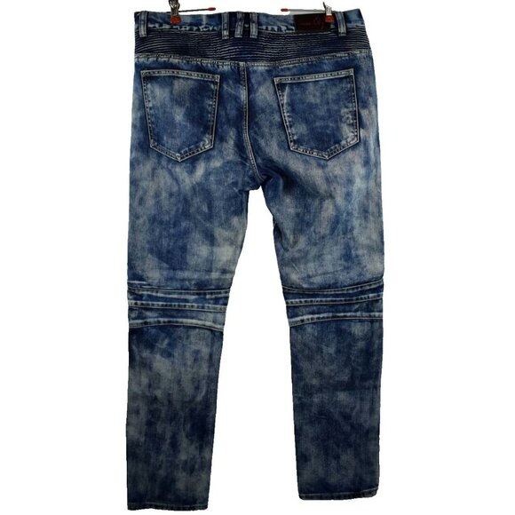 Embellish Mens 38 x 34 Distressed Blue Biker Jeans - Picture 6 of 8